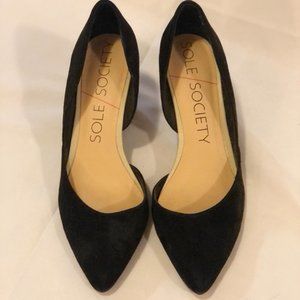 Sole Society Jillian Black Suede D’Orsay Wedge
